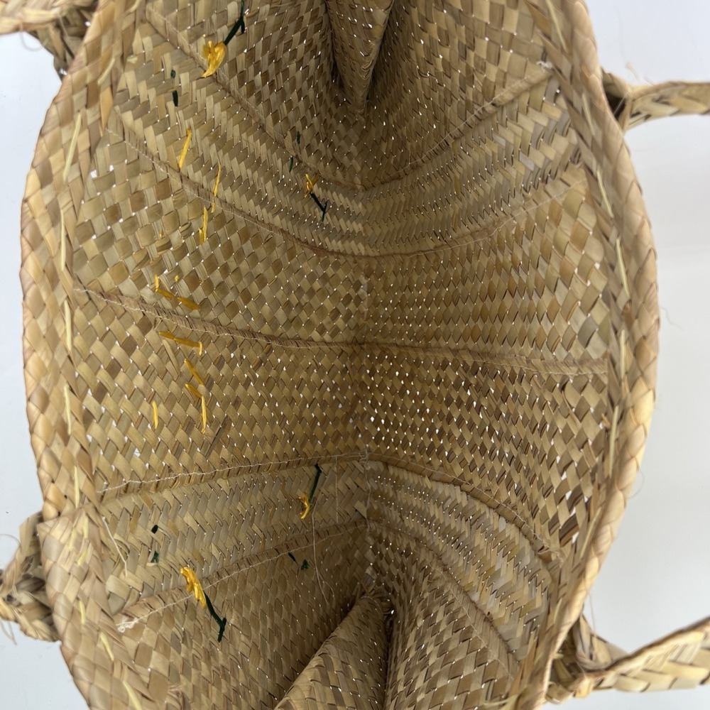 2 Vintage Woven Nassau Bahamas Straw Wicker Hobo Lined Tote Bag Flowers - Picture 11 of 15